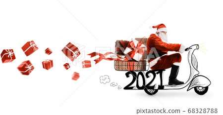Santa Claus on scooter Santa Claus on scooter 68328788