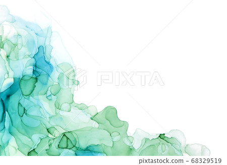 Bluish shades corner watercolor background, wet liquid 68329519