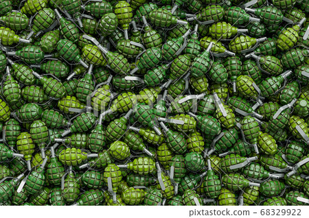 Background from hand grenades, 3D rendering Background from hand grenades, 3D rendering 68329922
