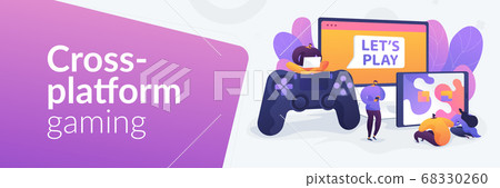 Cross-platform play web banner concept. Cross-platform play web banner concept. 68330260