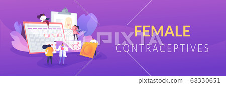 Female contraceptives concept banner header 68330651