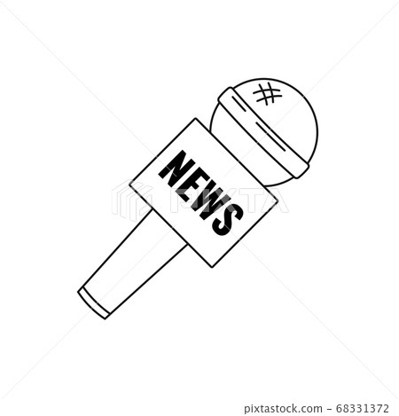News microphone black line art icon isolated on white background. News microphone black line art icon isolated on white background. 68331372