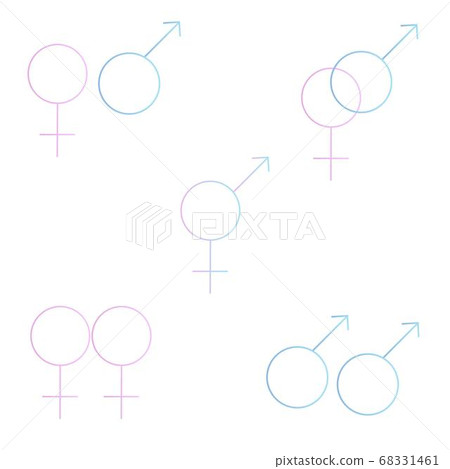 Gradient gender symbols icons set. Male female Gradient gender symbols icons set. Male female 68331461