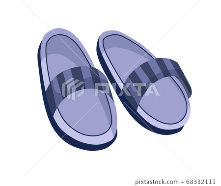 Home footwear slippers. Soft comfortable slip on shoe for home. Pair slippers, textile domestic outfit element or garment shoes soft fabric Home footwear slippers. Soft comfortable slip on shoe for home. Pair slippers, textile domestic outfit element or garment shoes soft fabric 68332111