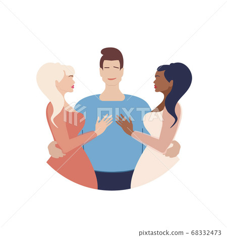 Polyamory in relationships.Polyamory.Polyamory conceptual illustration. Polyamory in relationships.Polyamory.Polyamory conceptual illustration. 68332473