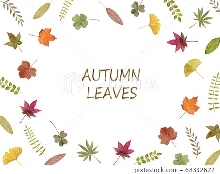 Autumn leaves frame painted by watercolor 68332672