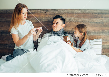 sick wife husband and child at home 68335683
