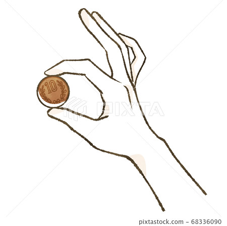 手中拿著十日元的硬幣 68336090
