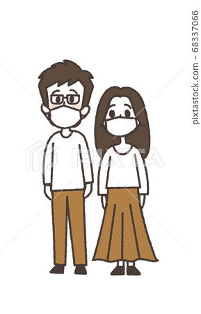 站立與面具的男人和婦女的例證 站立與面具的男人和婦女的例證 68337066