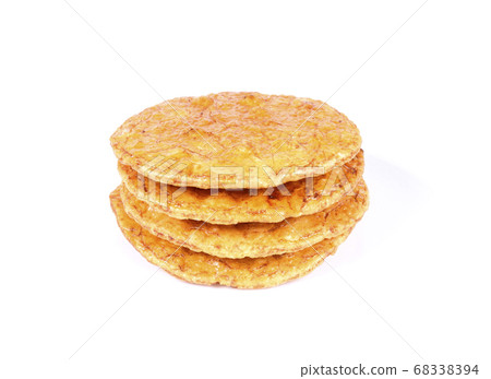 Japanese rice crackers isolated on white Japanese rice crackers isolated on white 68338394