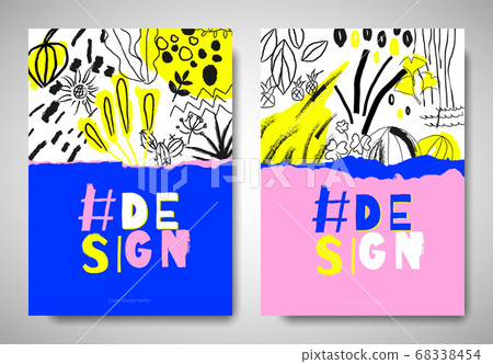 Cover template design, ripped torn paper with abstract hand drawn plants and graffiti art elements Cover template design, ripped torn paper with abstract hand drawn plants and graffiti art elements 68338454