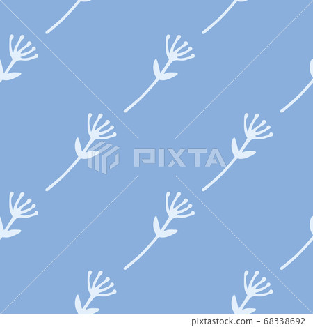 Diagonal floral ornament seamless pattern. White 68338692