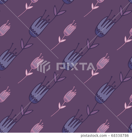 Doodle seamless pattern with outline violet and Doodle seamless pattern with outline violet and 68338786