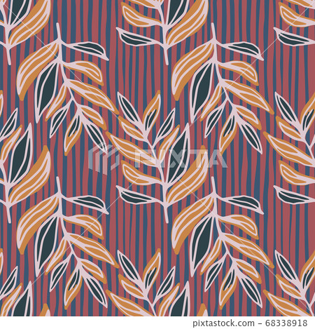 Seamless leaves branches pattern. Hand drawn - Stock Illustration ...