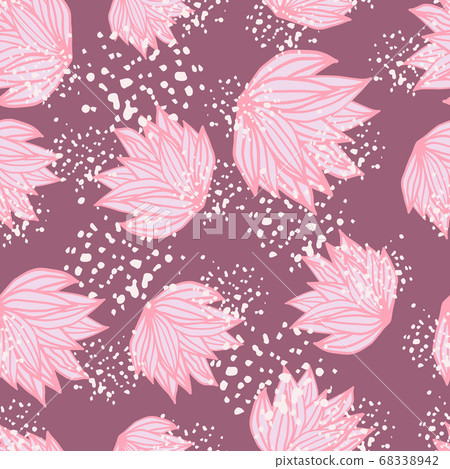 Random foliage bush seamless pattern. Pink Random foliage bush seamless pattern. Pink 68338942