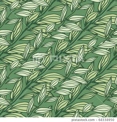 Pastel green tones seamless pattern with outline Pastel green tones seamless pattern with outline 68338950
