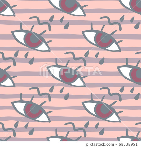 Eye with tears seamless pattern. Pink background Eye with tears seamless pattern. Pink background 68338951