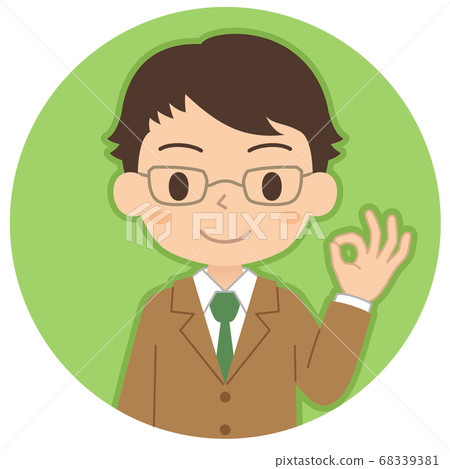 顯示OK標誌的男孩圖標的插圖高中和初中學生插圖 顯示OK標誌的男孩圖標的插圖高中和初中學生插圖 68339381