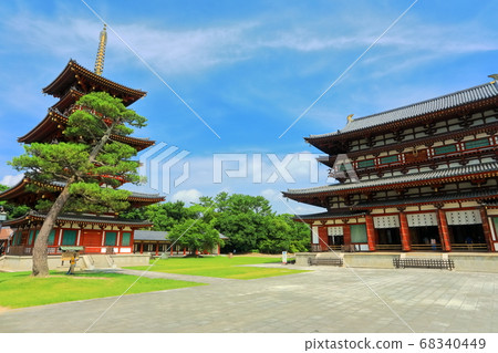 [奈良縣]天氣晴朗時的藥師寺（西塔和近藤） 68340449