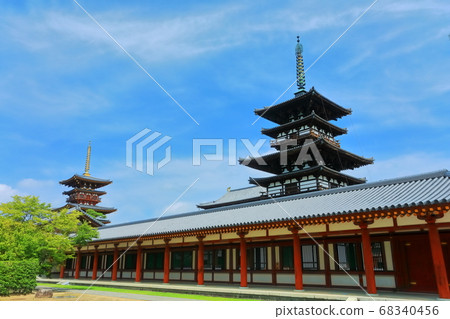 [Nara Prefecture] Yakushiji Temple under the clear weather (east tower and west tower) 68340456
