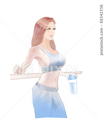 一個通過排便和飲食增強免疫力的女人 68342556