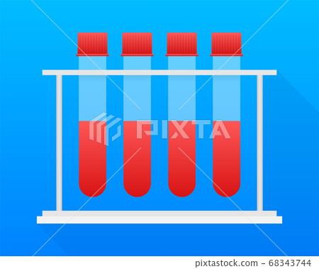 Test tubes icon with long shadow. Blood test tubes silhouette. Vector stock illustration. Test tubes icon with long shadow. Blood test tubes silhouette. Vector stock illustration. 68343744