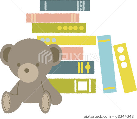 9堆書和泰迪熊毛絨玩具 68344348