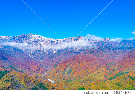 從白馬山港看到的秋天白馬三山[長野縣] 68344672
