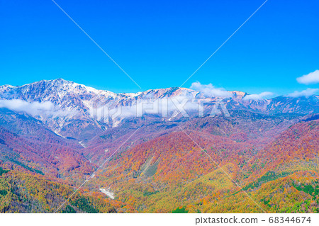 從白馬山港看到的秋天白馬三山[長野縣] 68344674