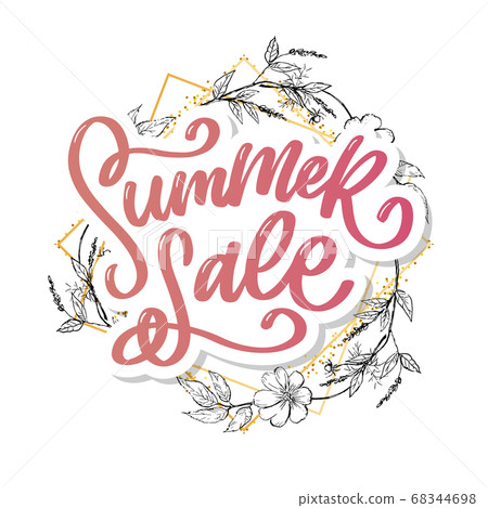 Trendy floral vector template. Summer flowers and 68344698