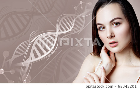 A woman among the DNA strands A woman among the DNA strands 68345201