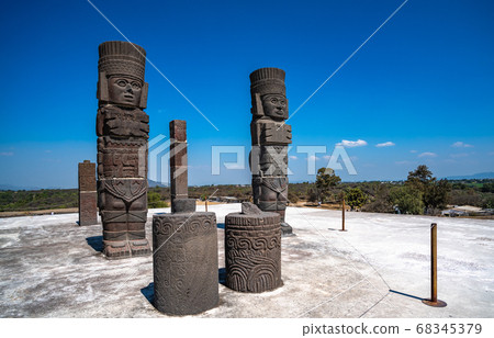 Toltec Warriors or Atlantes columns at Pyramid of Quetzalcoatl in Tula, Mexico. Toltec Warriors or Atlantes columns at Pyramid of Quetzalcoatl in Tula, Mexico. 68345379