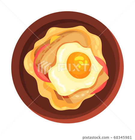 Sandwich with Bread Slices and Scrambled Egg as Portuguese Dish View from Above Vector Illustration Sandwich with Bread Slices and Scrambled Egg as Portuguese Dish View from Above Vector Illustration 68345981
