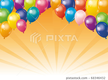Happy and Fun Image Background Illustration: Flying Balloons Balloon Concentrated Lines Background 68346432