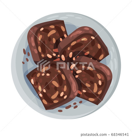 Portuguese Chocolate Dessert View from Above Vector Illustration Portuguese Chocolate Dessert View from Above Vector Illustration 68346541
