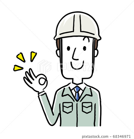 Stock illustration: young man wearing work clothes, ok sign 68346971