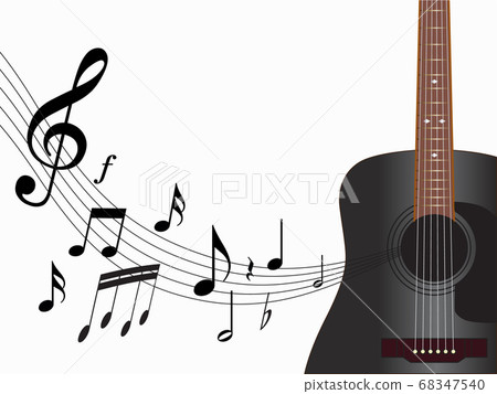 Black Guitar and Music sheet and 68347540