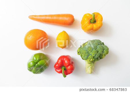 Various vegetables and fruits isolated on white 68347863