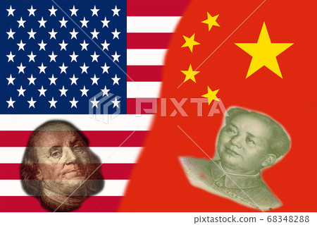 China and Usa Two Half Flags Together with faces China and Usa Two Half Flags Together with faces 68348288