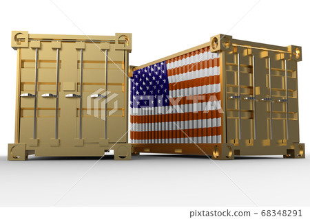 3d rendering of a shipping cargo containers with 3d rendering of a shipping cargo containers with 68348291