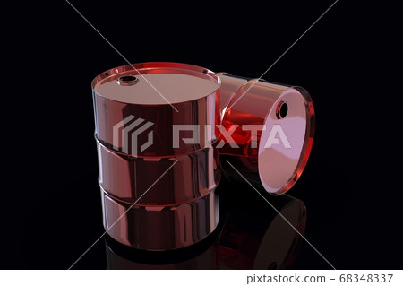 Two Red Metal Industrial Oil Barrels 3D rendering 68348337