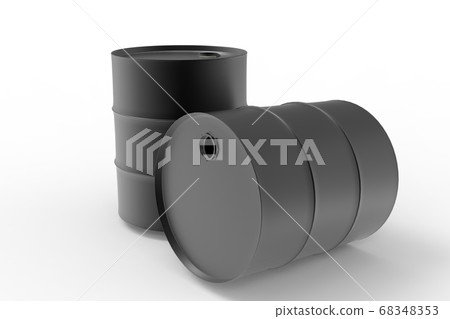 Two Black Metal Industrial Oil Barrels 3D Two Black Metal Industrial Oil Barrels 3D 68348353