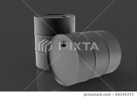 Two Black Metal Industrial Oil Barrels 3D Two Black Metal Industrial Oil Barrels 3D 68348355