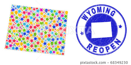 Reopening Wyoming State Map Collage and Grunge Seal Reopening Wyoming State Map Collage and Grunge Seal 68349230