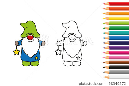 cute dwarf for coloring book with pencils 68349272