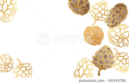 Autumn frame illustration of gold edge pinecone Autumn frame illustration of gold edge pinecone 68349786