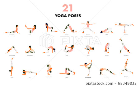 Set of Tiny women performing yoga poses. Women practicing asana Set of Tiny women performing yoga poses. Women practicing asana 68349832