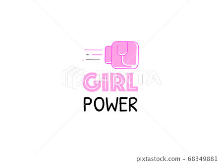 Girl power quote. Female fist in pink fight glove. 68349881