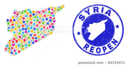 Reopening Syria Map Mosaic and Distress Stamp 68350451