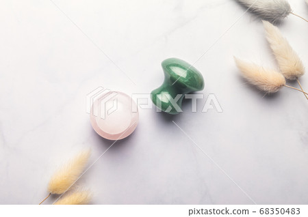 Green Aventurine and Rose Quartz Gua Sha Mushrooms 68350483